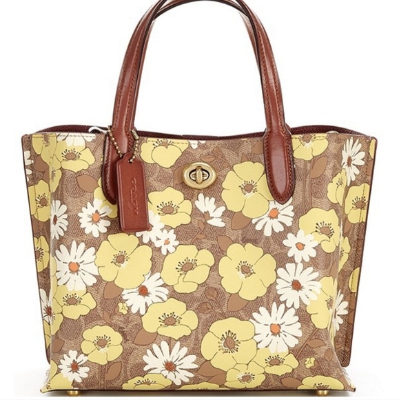 Coach Willow Signature Logo Canvas Floral Print Tote - Picture 1 of 12